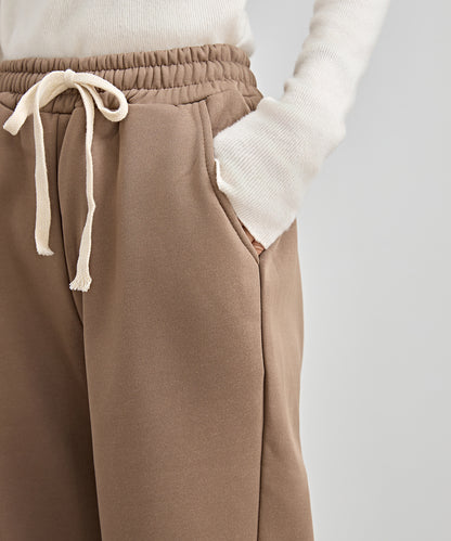 裏起毛 配色 チェック イージー ストレート パンツ