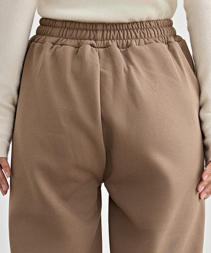 裏起毛 配色 チェック イージー ストレート パンツ