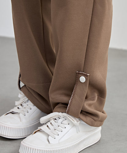 裏起毛 配色 チェック イージー ストレート パンツ