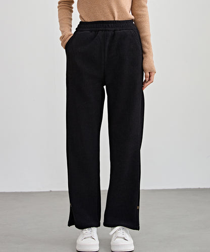 サイド スリット ストレート コーデュロイ パンツ 裏起毛