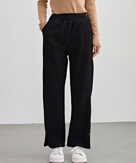 サイド スリット ストレート コーデュロイ パンツ 裏起毛