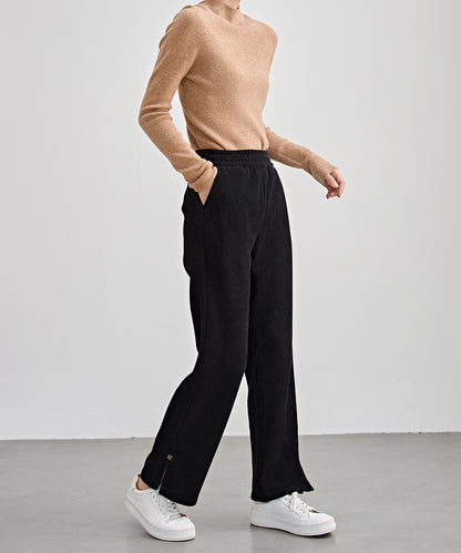 サイド スリット ストレート コーデュロイ パンツ 裏起毛