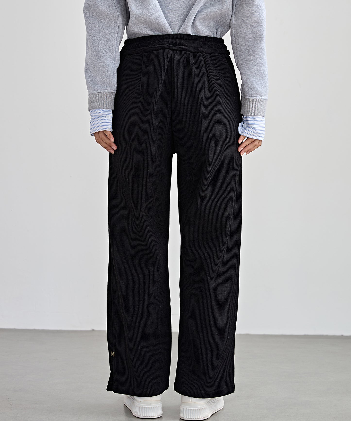 サイド スリット ストレート コーデュロイ パンツ 裏起毛