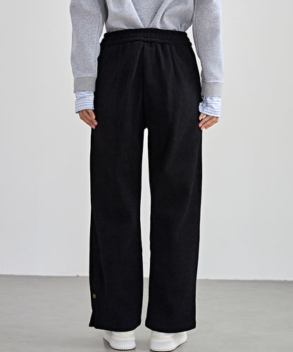 サイド スリット ストレート コーデュロイ パンツ 裏起毛