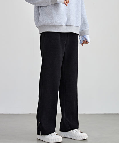 サイド スリット ストレート コーデュロイ パンツ 裏起毛