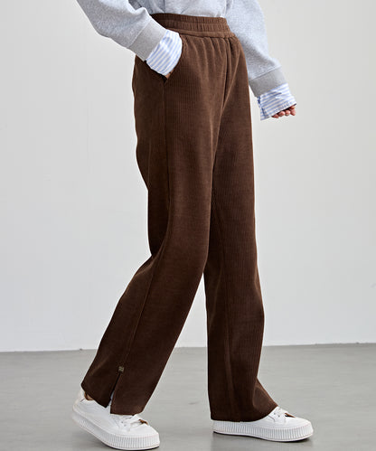 サイド スリット ストレート コーデュロイ パンツ 裏起毛