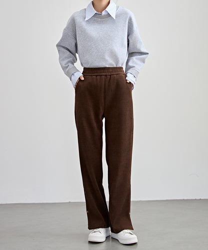 サイド スリット ストレート コーデュロイ パンツ 裏起毛