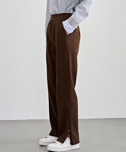 サイド スリット ストレート コーデュロイ パンツ 裏起毛