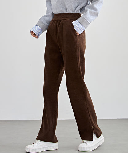 サイド スリット ストレート コーデュロイ パンツ 裏起毛