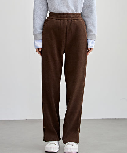 サイド スリット ストレート コーデュロイ パンツ 裏起毛