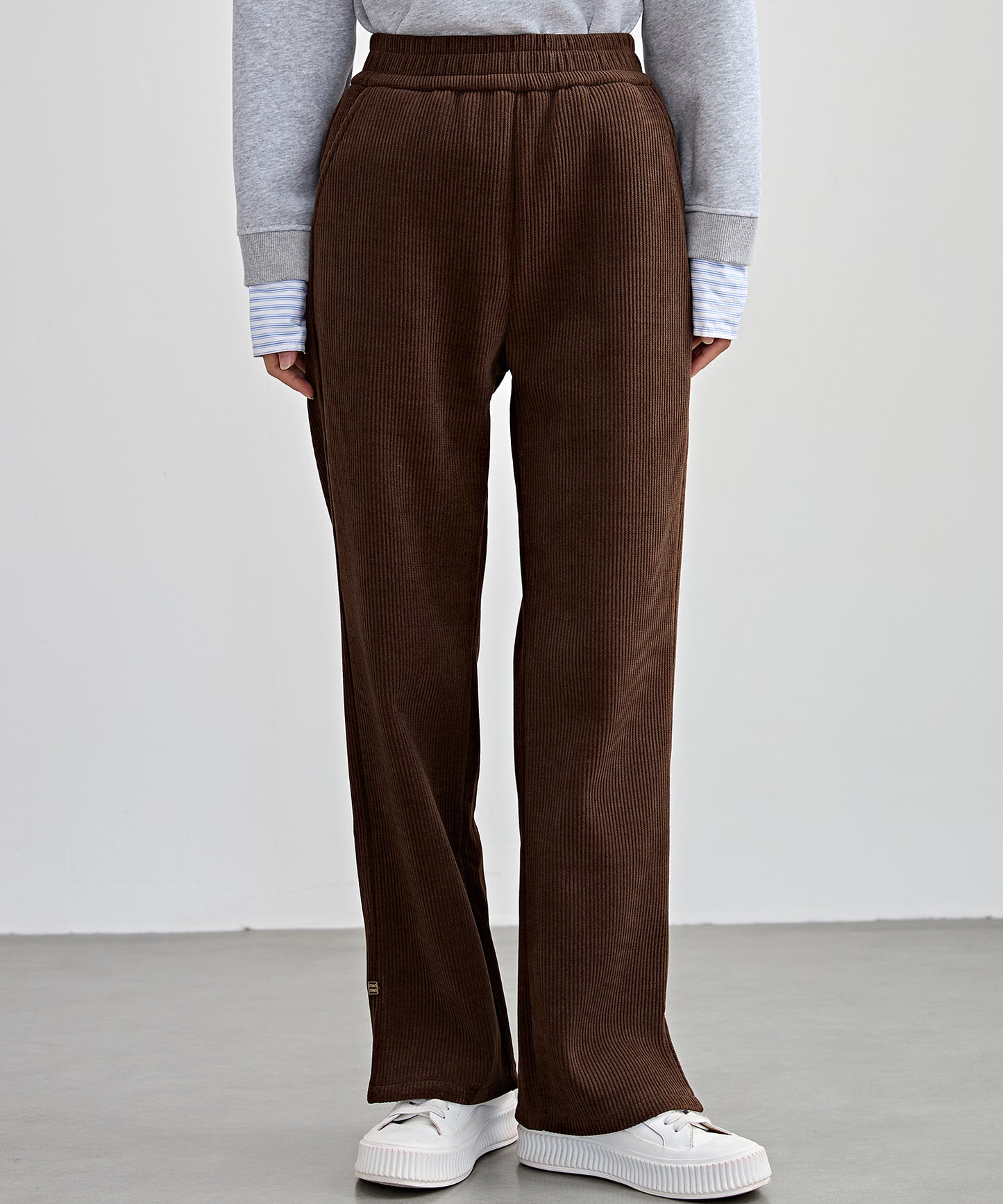 サイド スリット ストレート コーデュロイ パンツ 裏起毛