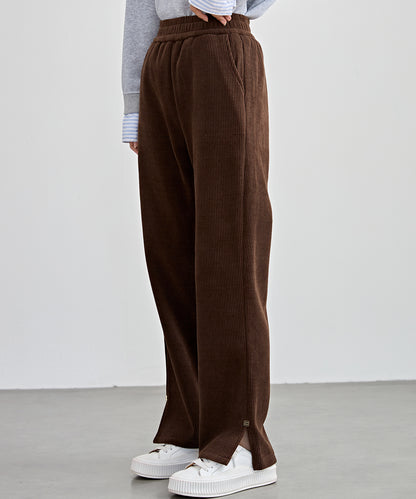 サイド スリット ストレート コーデュロイ パンツ 裏起毛