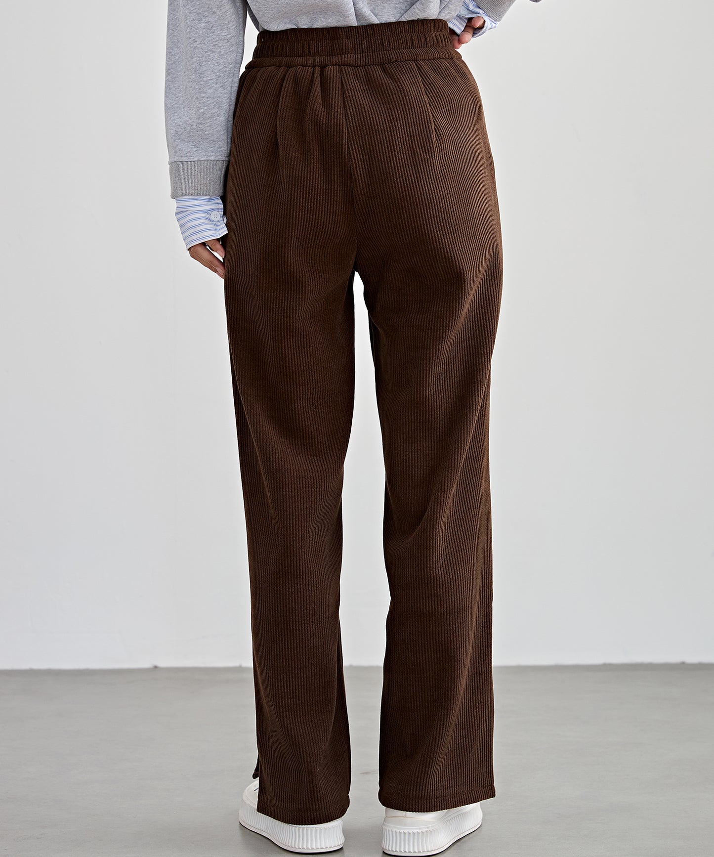 サイド スリット ストレート コーデュロイ パンツ 裏起毛