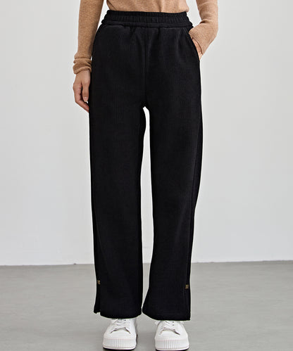 サイド スリット ストレート コーデュロイ パンツ 裏起毛