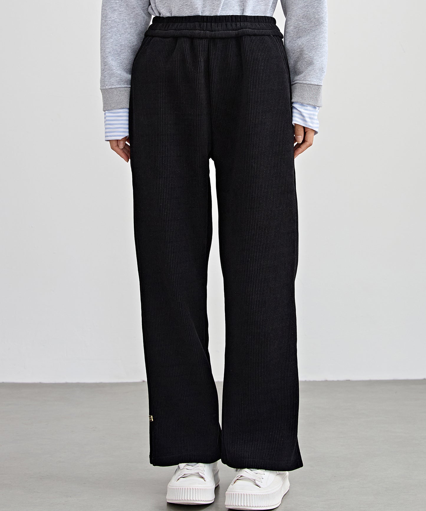 サイド スリット ストレート コーデュロイ パンツ 裏起毛