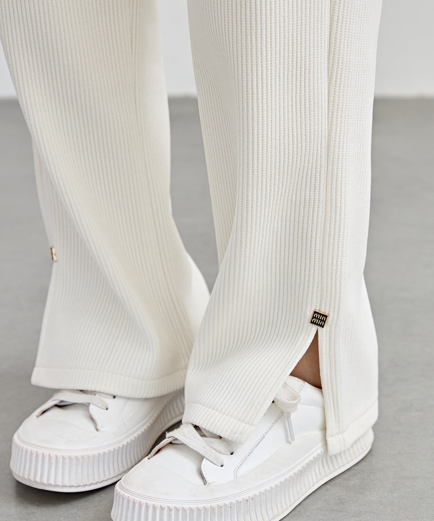 サイド スリット ストレート コーデュロイ パンツ 裏起毛