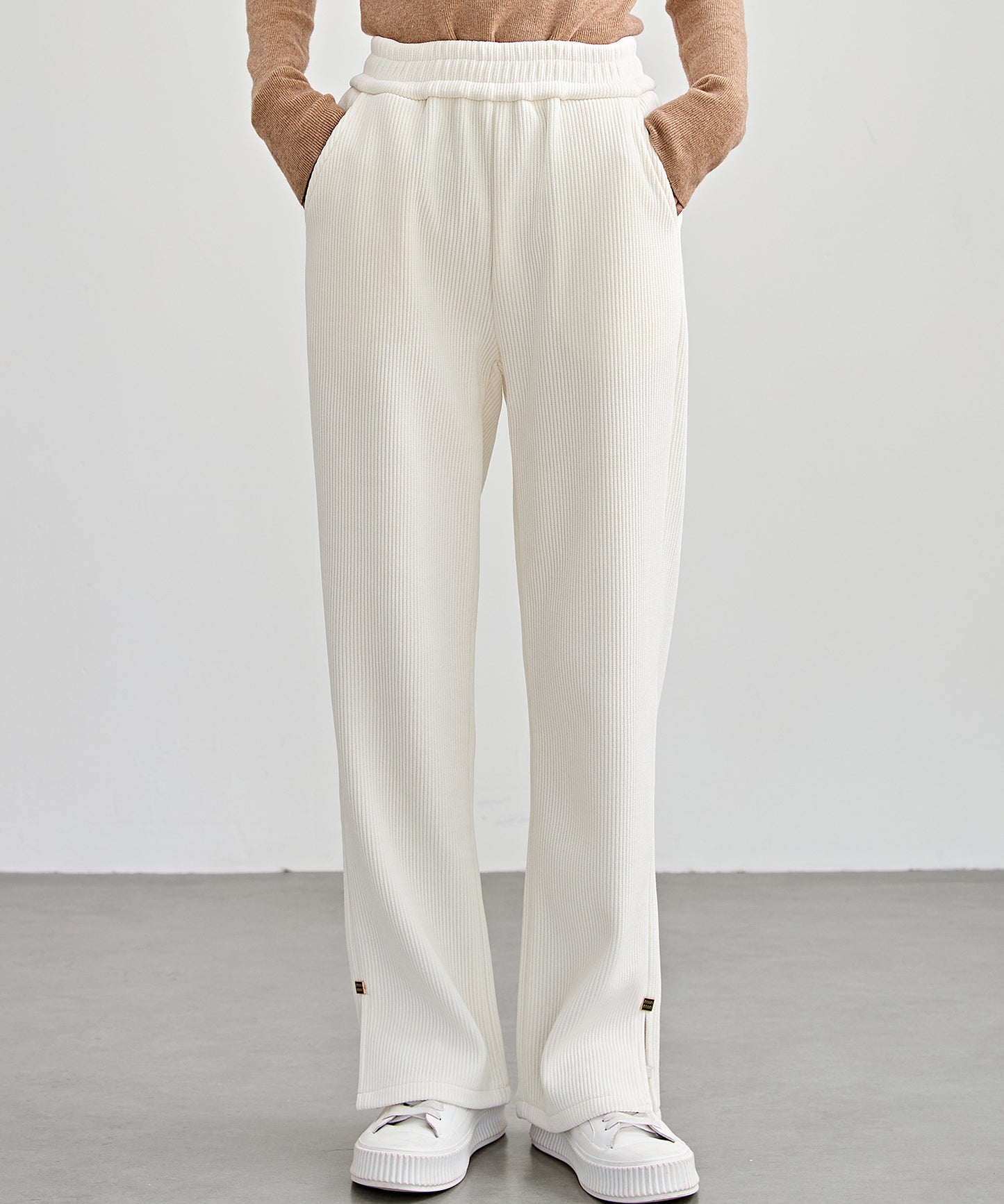 サイド スリット ストレート コーデュロイ パンツ 裏起毛