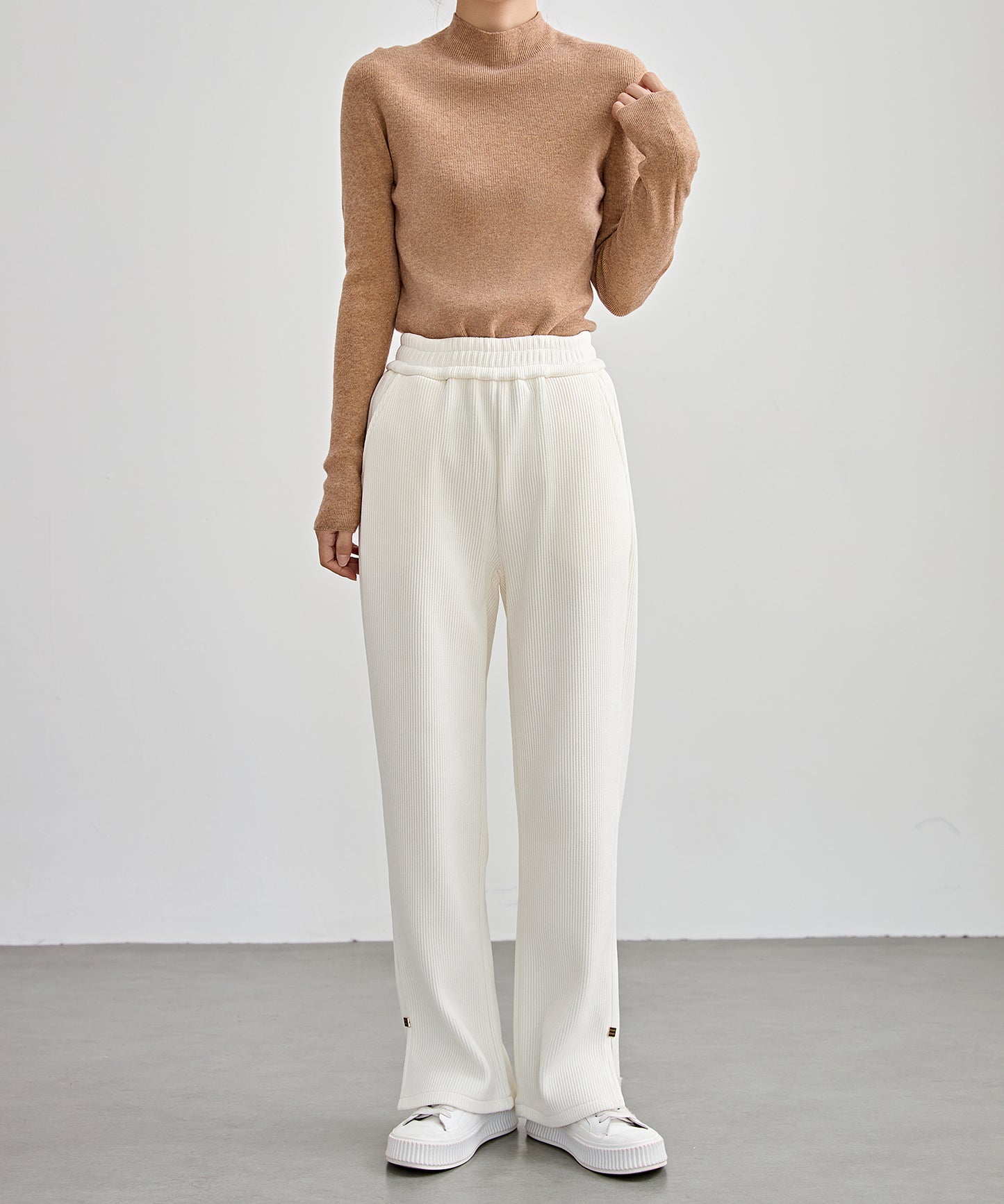 サイド スリット ストレート コーデュロイ パンツ 裏起毛