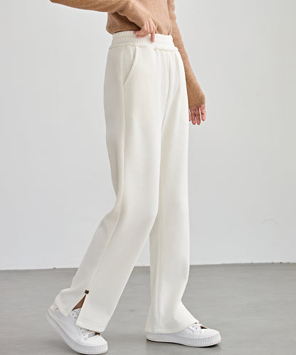 サイド スリット ストレート コーデュロイ パンツ 裏起毛