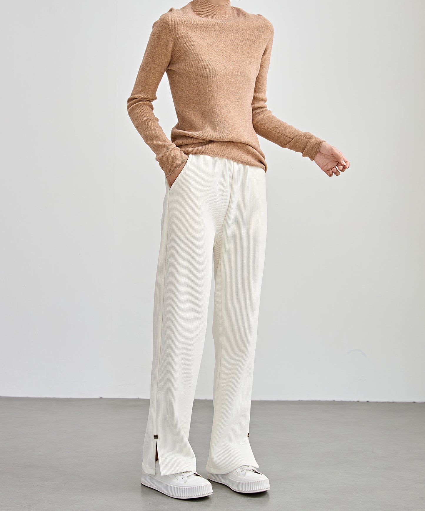 サイド スリット ストレート コーデュロイ パンツ 裏起毛