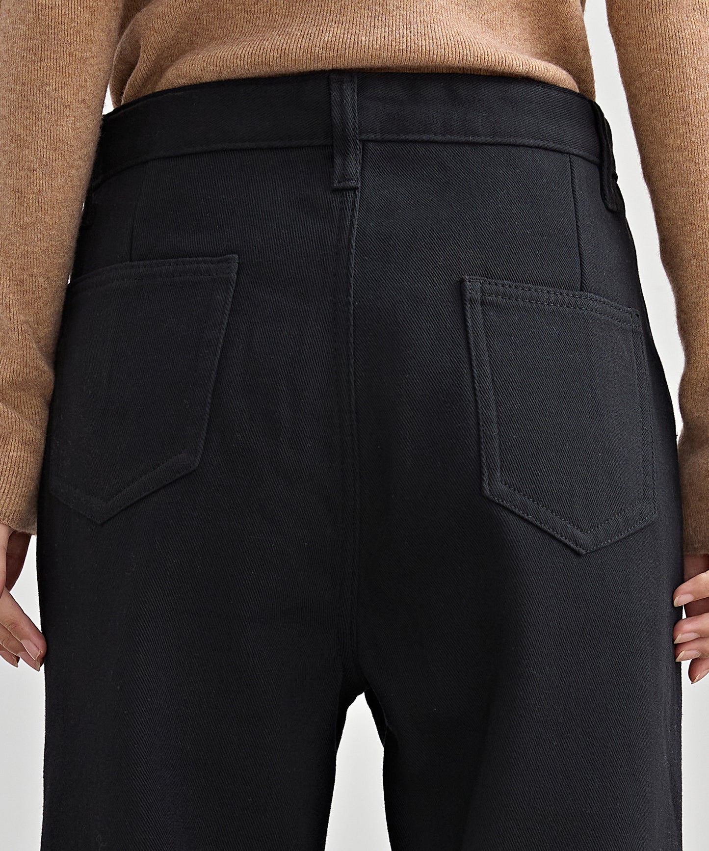 裏起毛 ハイウエスト ストレート デニム パンツ