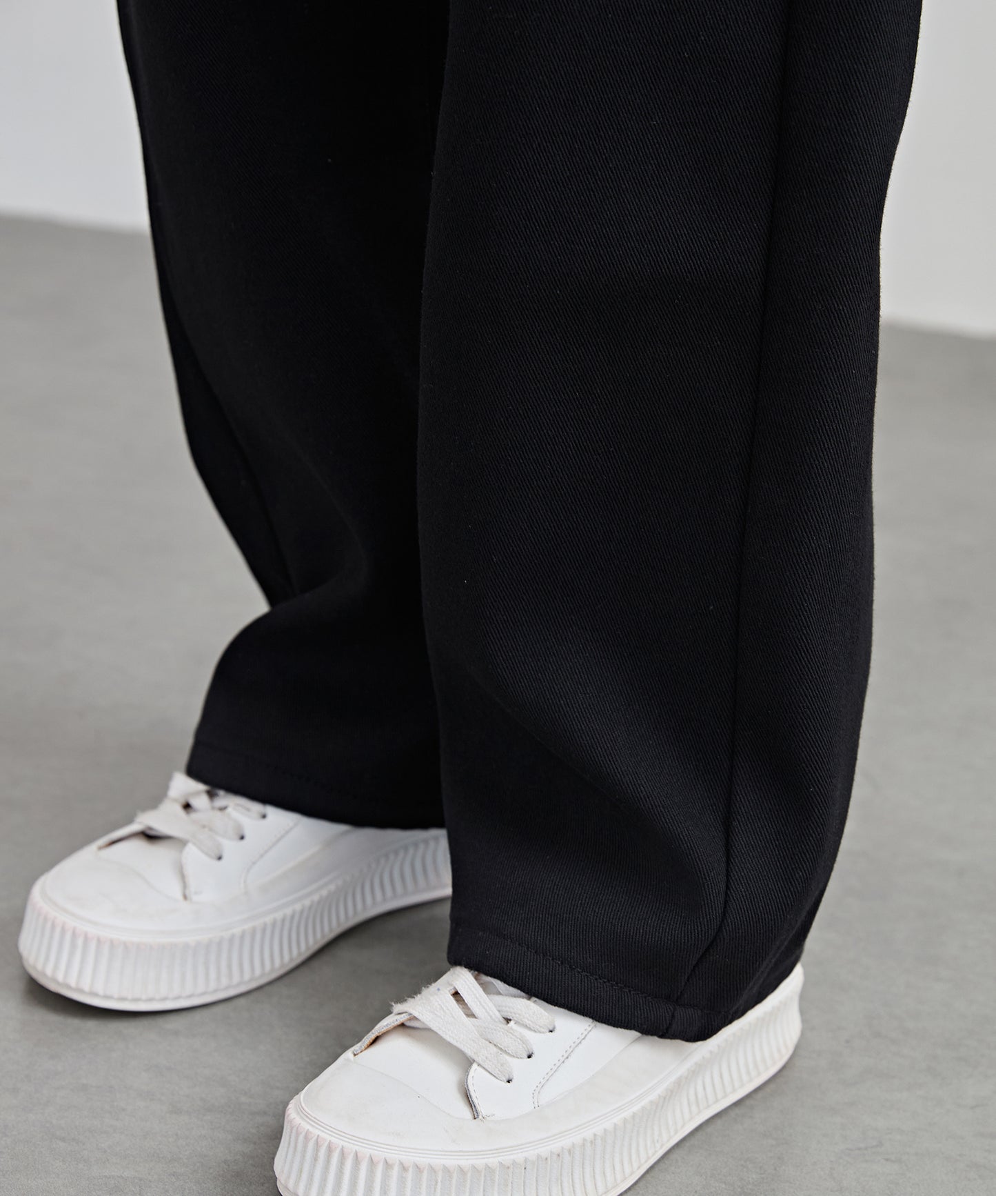 裏起毛 ハイウエスト ストレート デニム パンツ