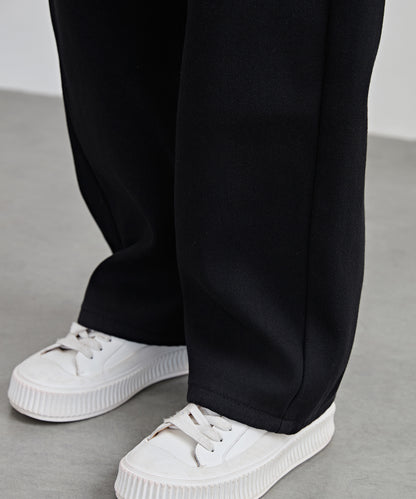 裏起毛 ハイウエスト ストレート デニム パンツ