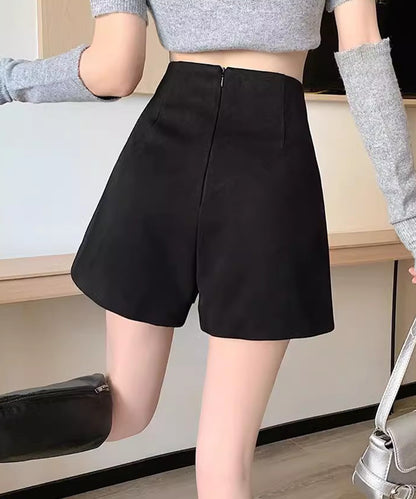 ウエーブ ライン ハイウエスト ミニ丈 タック パンツ
