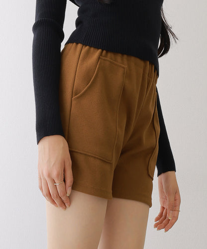 ソリッドカラー パッチポケット付き イージー キュロット パンツ