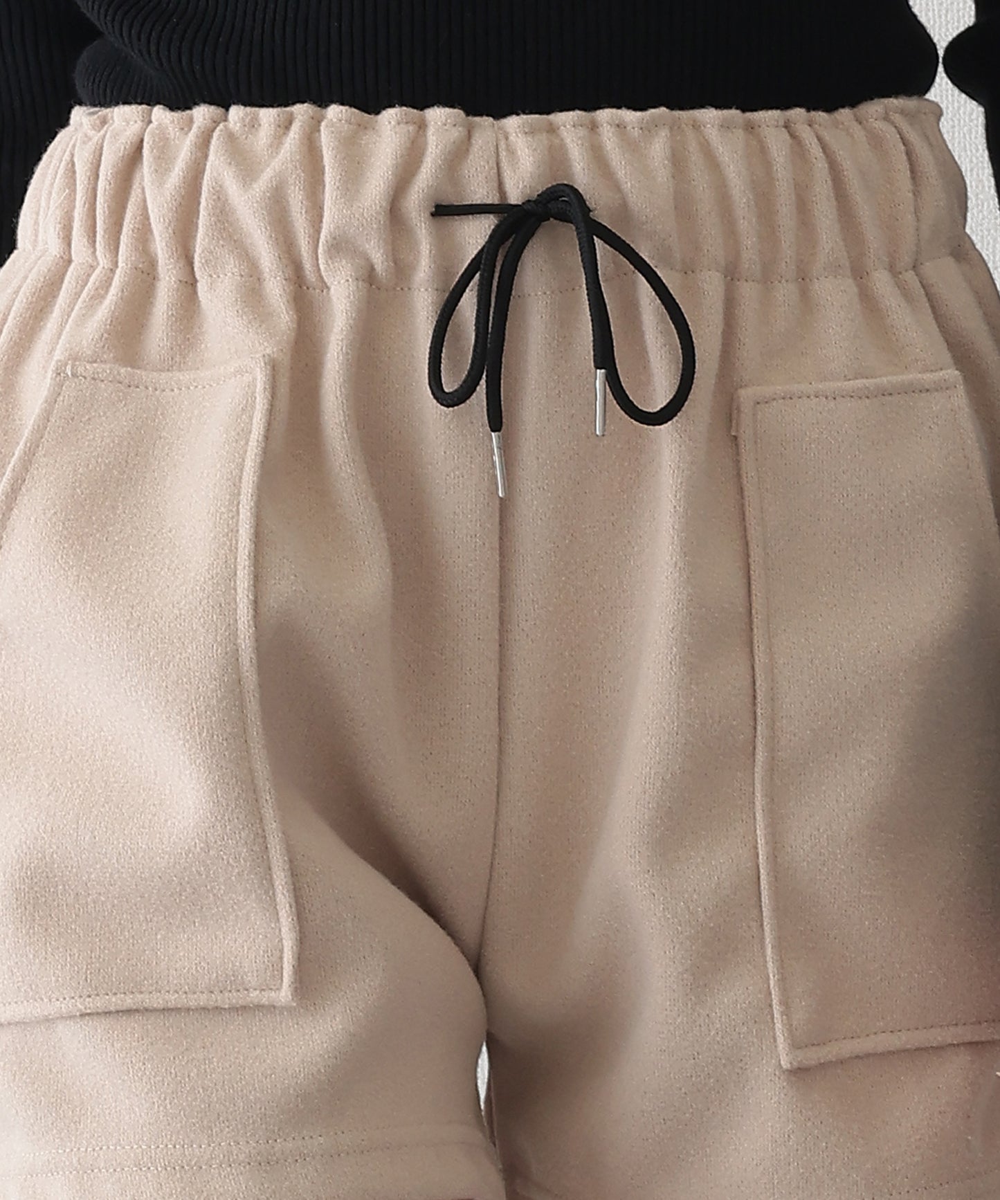 ソリッドカラー パッチポケット付き イージー キュロット パンツ