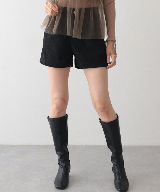 タック フレア コーデュロイ パンツ キュロット