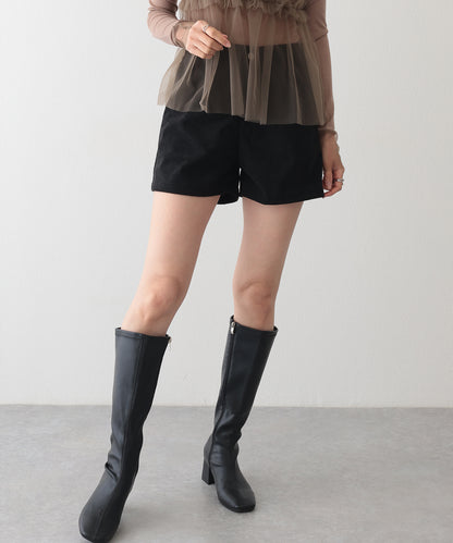 タック フレア コーデュロイ パンツ キュロット