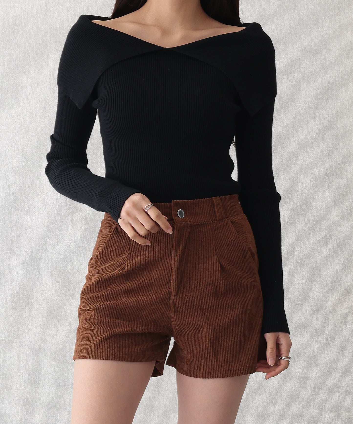 タック フレア コーデュロイ パンツ キュロット