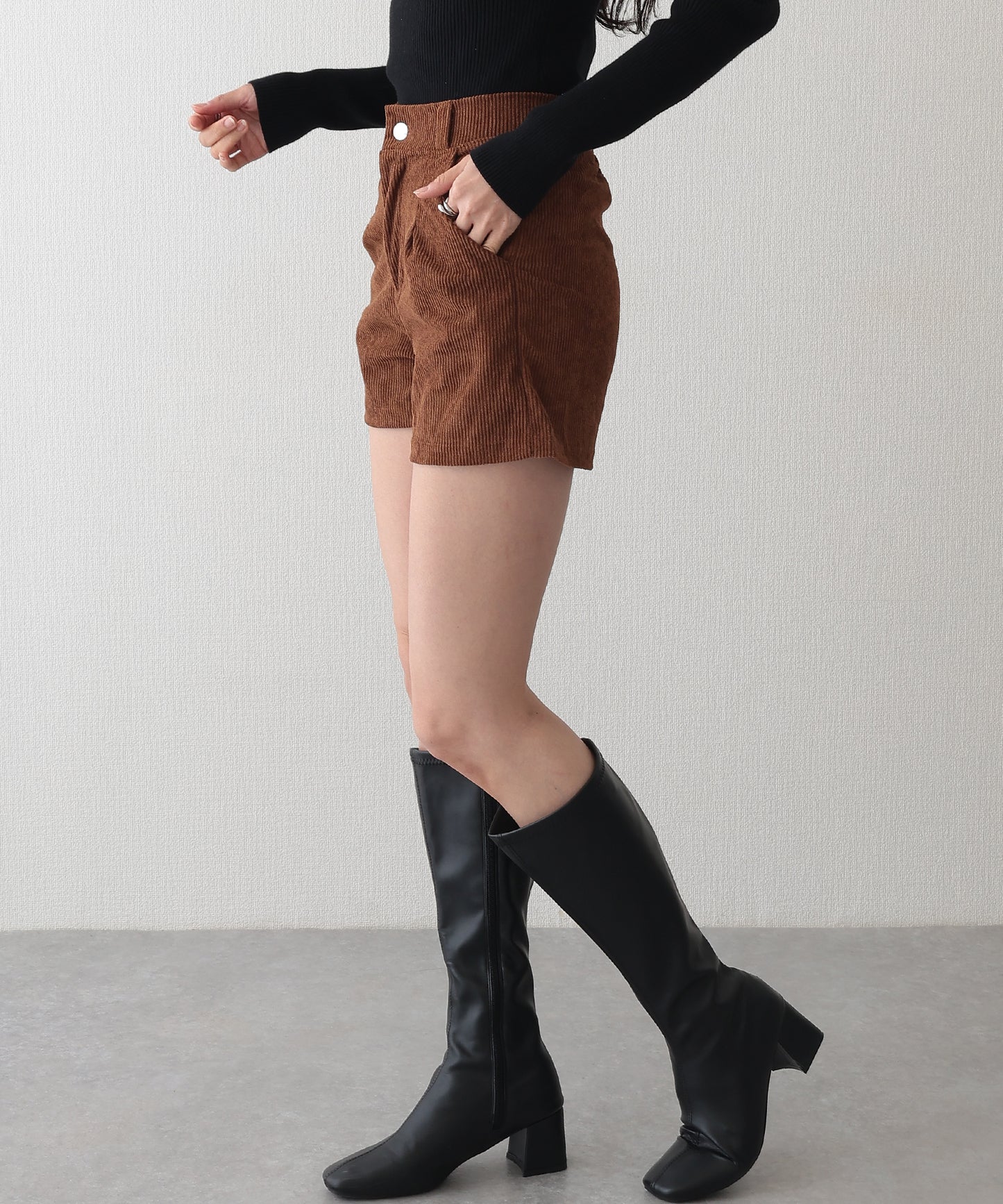 タック フレア コーデュロイ パンツ キュロット