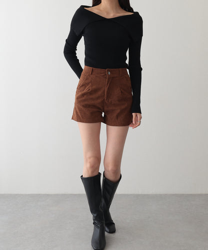 タック フレア コーデュロイ パンツ キュロット