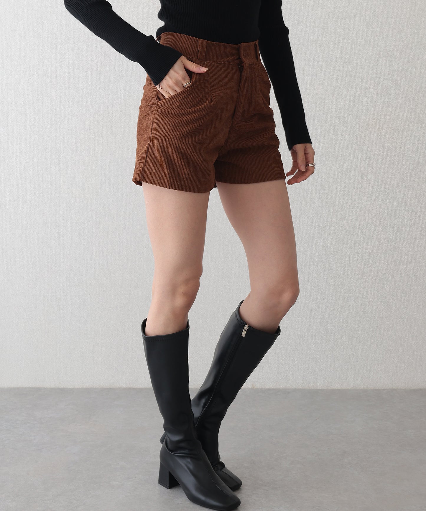 タック フレア コーデュロイ パンツ キュロット