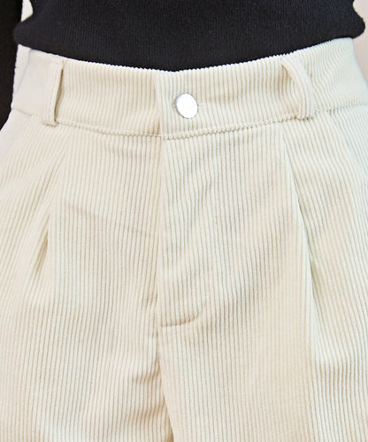 タック フレア コーデュロイ パンツ キュロット