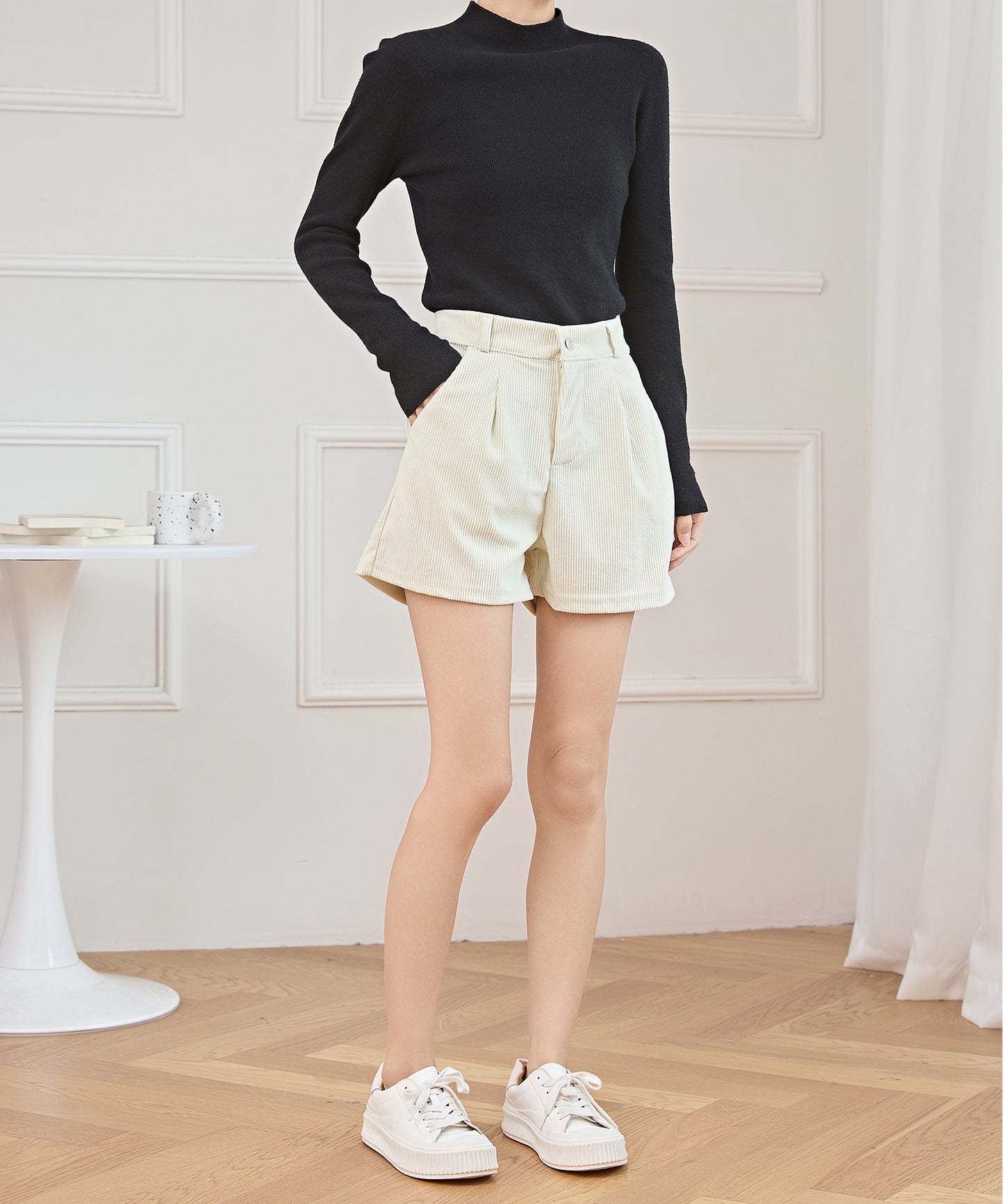 タック フレア コーデュロイ パンツ キュロット