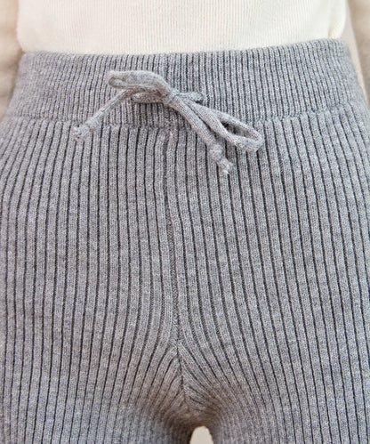 リブ ニット リボン付き ショート パンツ