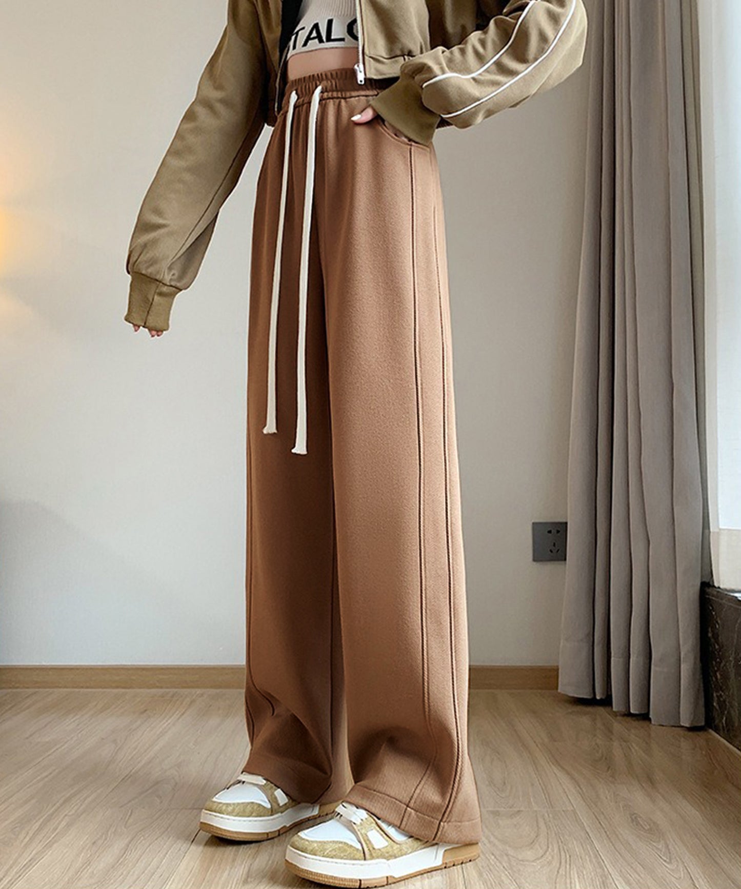 ライン ワイド スウェット トラック パンツ