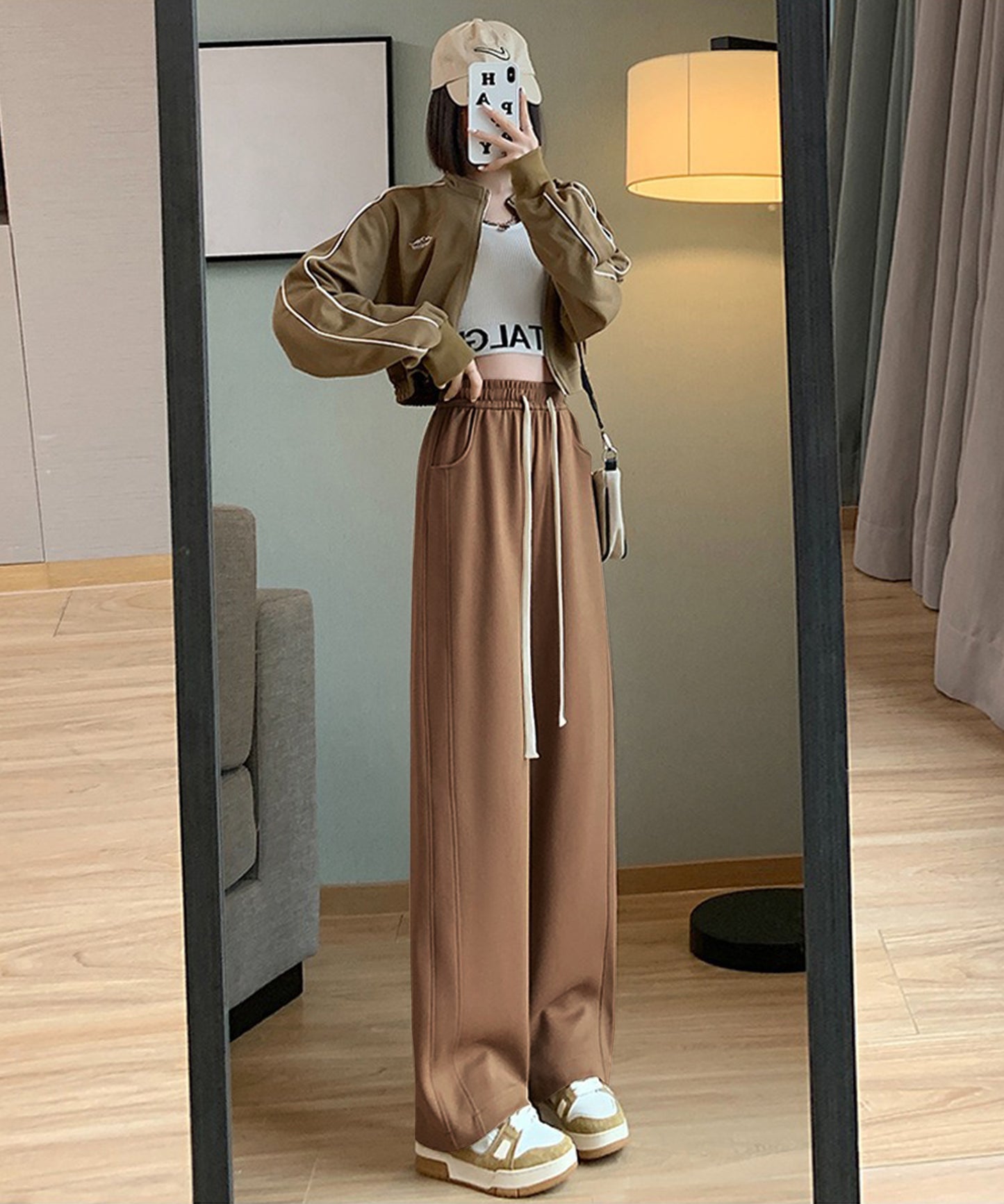 ライン ワイド スウェット トラック パンツ