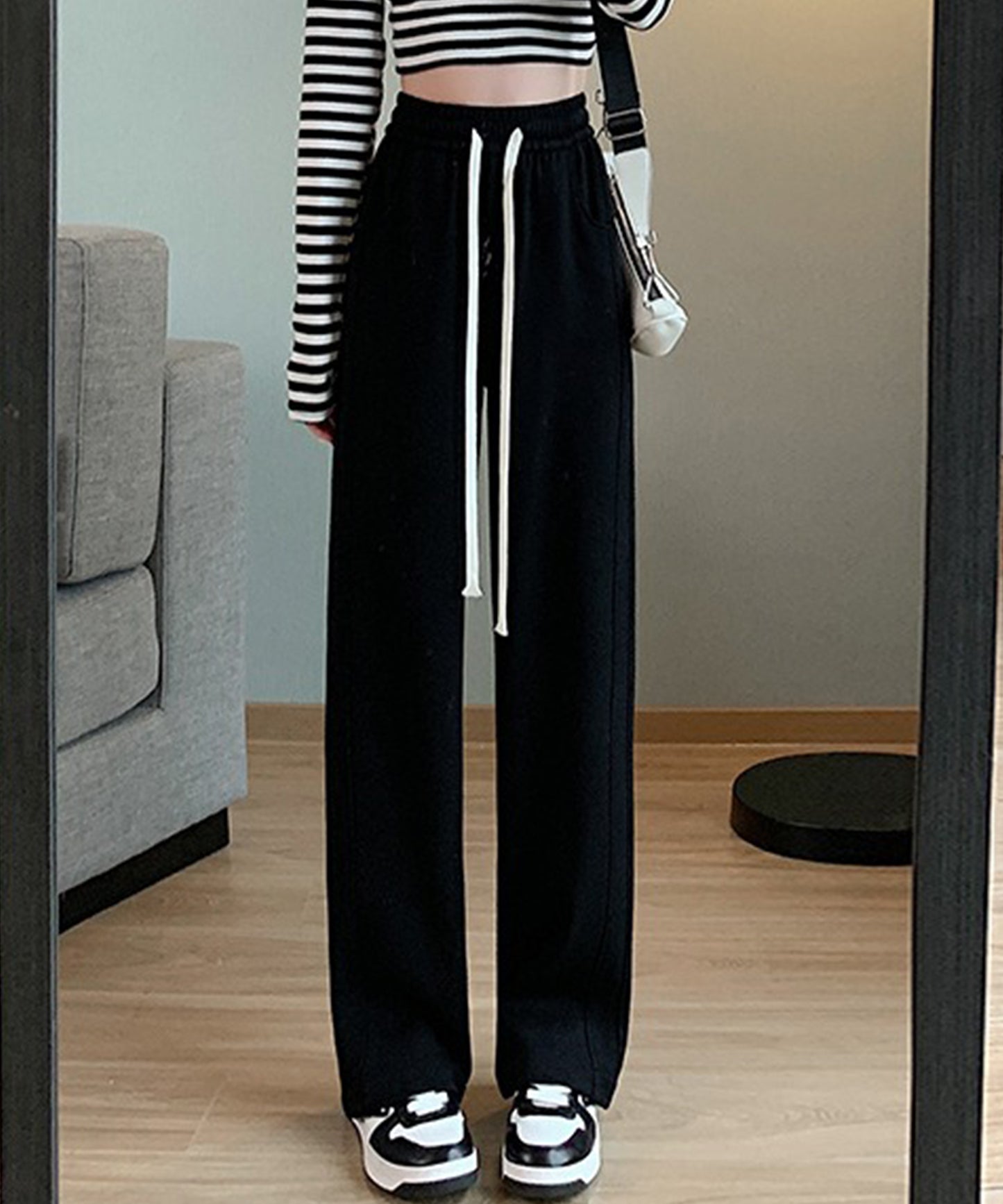 ライン ワイド スウェット トラック パンツ