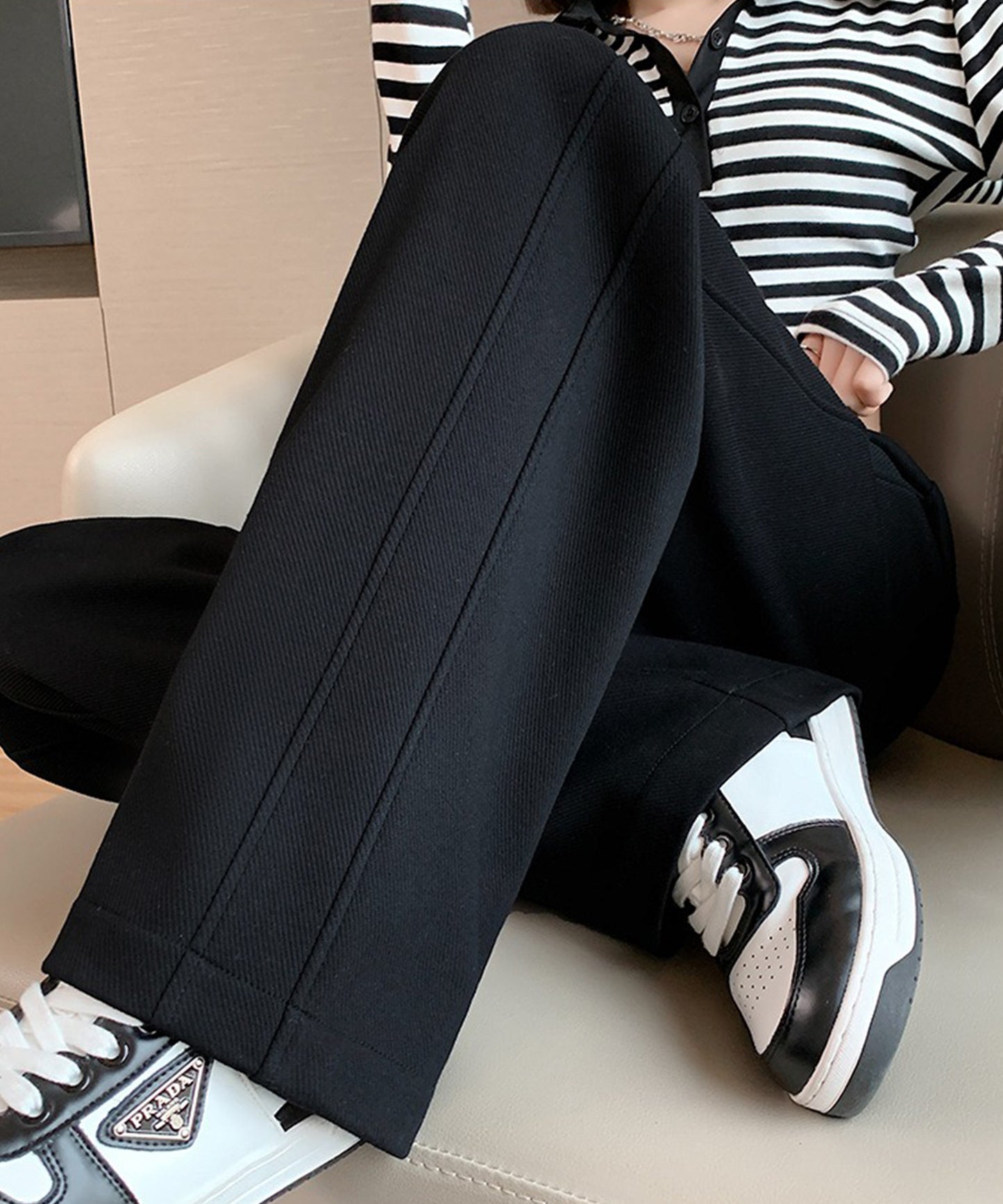 ライン ワイド スウェット トラック パンツ