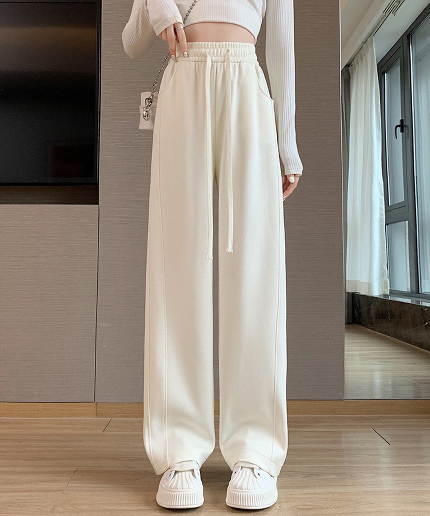 ライン ワイド スウェット トラック パンツ