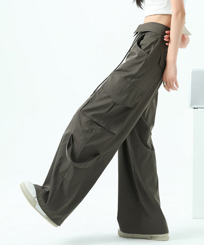 ハイウエスト 折り返し ワイド カーゴ パンツ