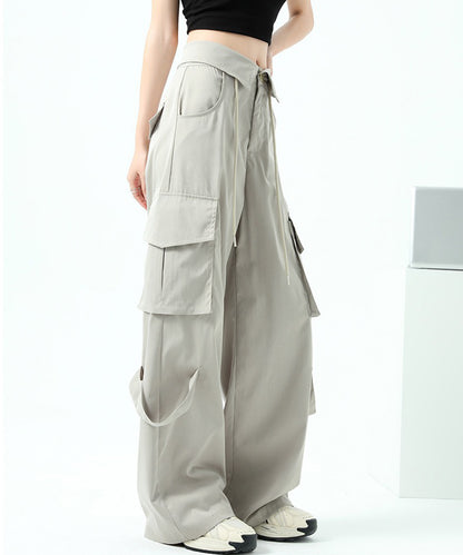 ハイウエスト 折り返し ワイド カーゴ パンツ