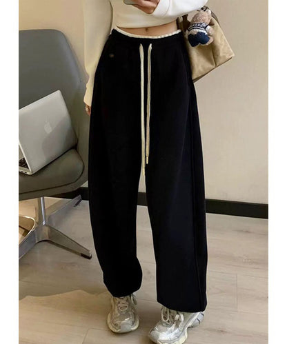 裾絞り ハイウエスト スウェット トラック パンツ