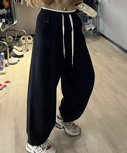 裾絞り ハイウエスト スウェット トラック パンツ