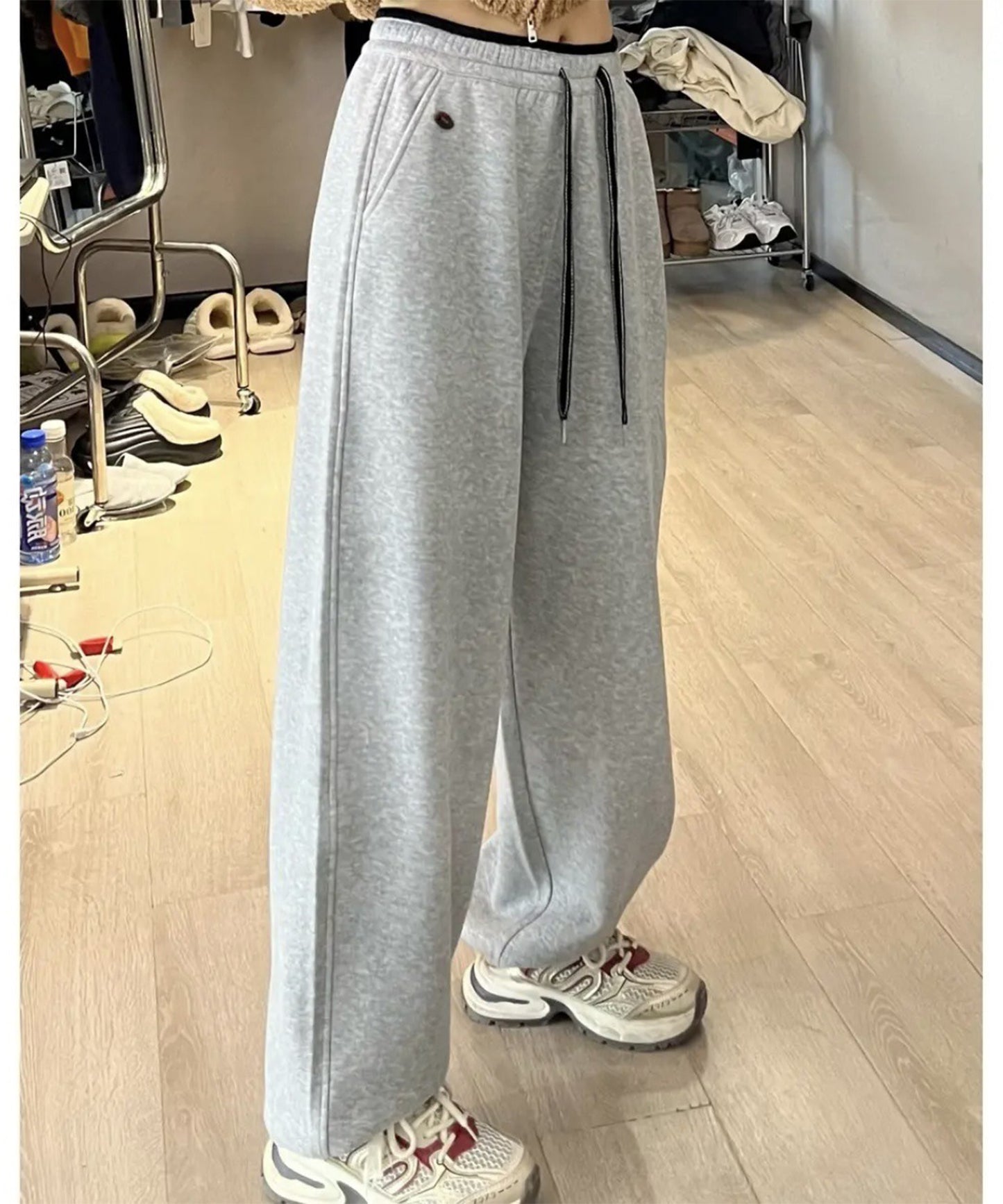 裾絞り ハイウエスト スウェット トラック パンツ