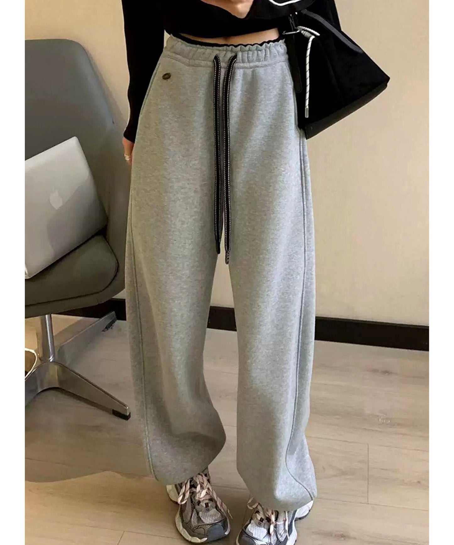 裾絞り ハイウエスト スウェット トラック パンツ